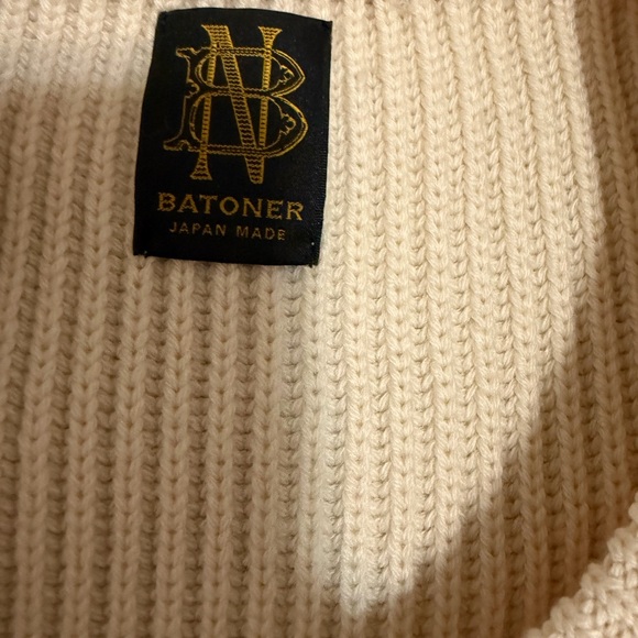 Batoner men’s solid wool rib Cream Sweater - Picture 3 of 8